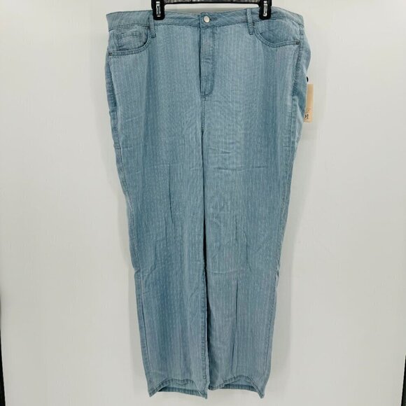 NYDJ Relaxed Straight Ankle Jeans Chambray Lightweight High Rise Stripe 18 Jeans - Picture 2 of 7